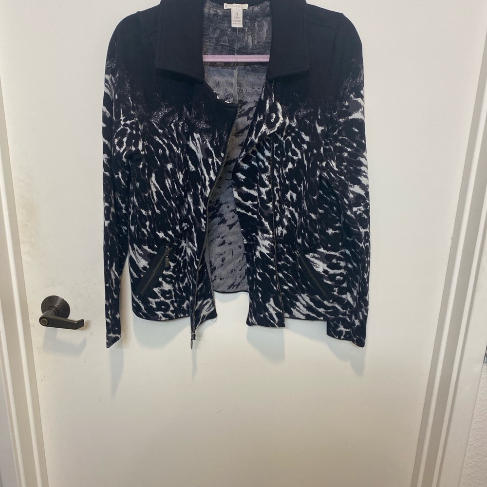 Chico's Black and White Patterned Blazer
